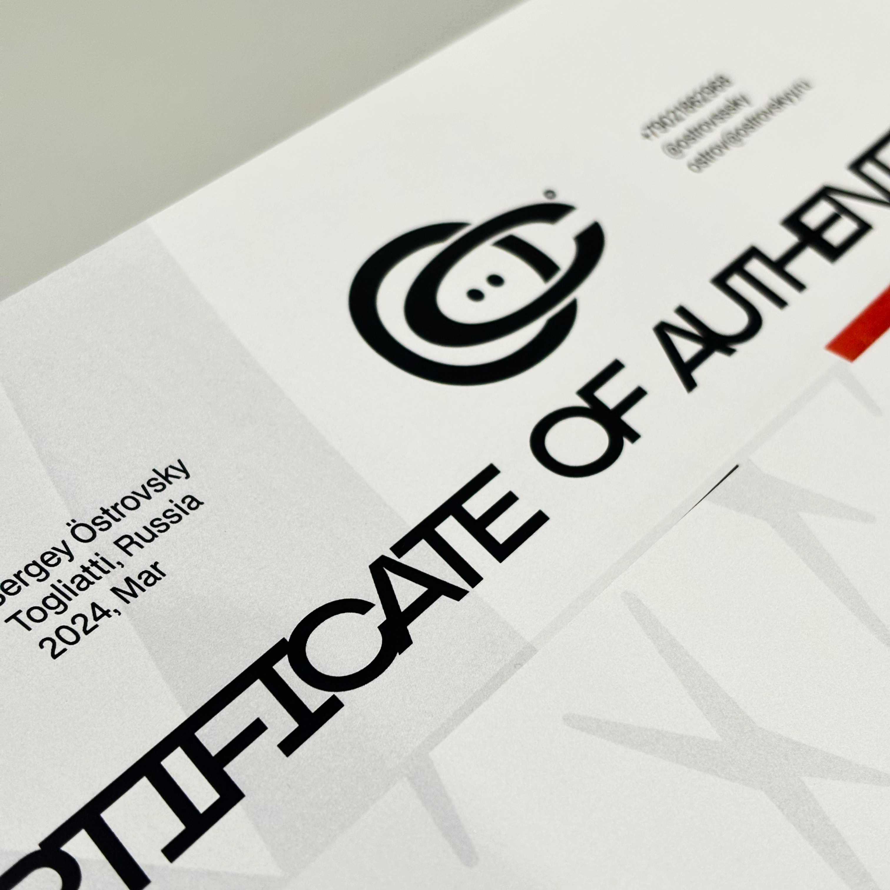 Сертификаты для художника и дизайнера ÖСТРОВСКИЙ